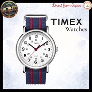 TIMEX Weekender T2N747 Men's Watch – White Dial, Navy/Red Nylon Strap, Indiglo Light, 38mm