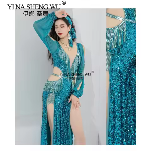 2025 New Oriental Dance Competition Costume Belly Dance Performance Women's Wear Light Luxury Sequin