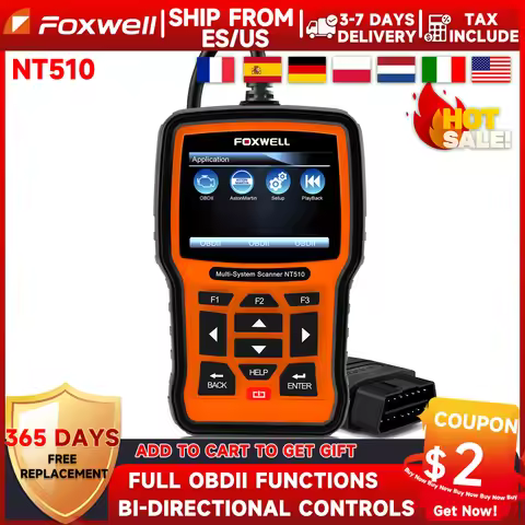 FOXWELL NT510 Elite OBD2 Scanner All System SAS DPF BRT Multi Reset Bi-Directional Test Auto Car Dia