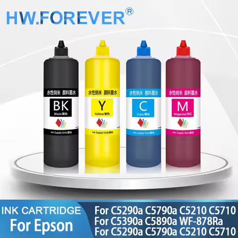 500ML/Bottle Pigment Dye Ink Refill Ink Kit For Epson C5290a C5790a C5210 C5710 C5390a C5890a WF-878