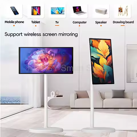 21.5 24 Inch Touch Screen Smart TV Monitor Mobile Stand Battery for Fitness Home Office Wireless Cas