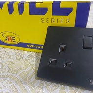 Switch Socket plug 13A SBE (black) voltage 250V 86x88mm