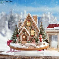 JINKING Christmas Snow House Statue, 2D Acrylic Xmas Magic House Figurine, Creative Cartoon Wear Res