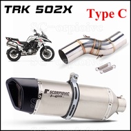 [TXLP] TRK502X Slip-On ตัวเก็บเสียงท่อไอเสียคาร์บอนไฟเบอร์หนีโมโตะดัดแปลงท่อเชื่อมกลางสำหรับ Benelli