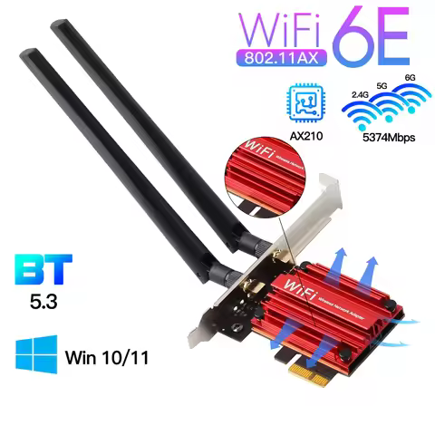 WiFi 6E 5400Mbps PCIe Wifi Adapter AX210 Wireless Network Card AXE3000 BT5.3 2.4/5/6GHz 5374Mbps MU-