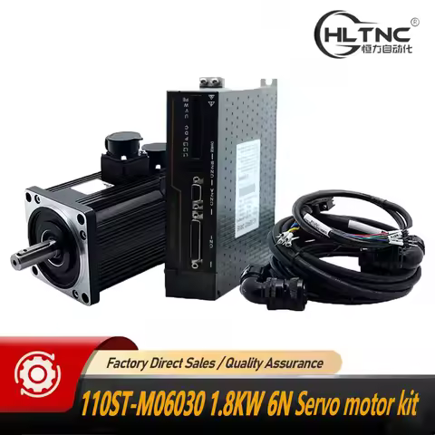 HLTNC 1.8KW 220V AC 3000Rpm 6Nm Nema42 Servo Motor Kit 110ST M06030 With Hybrid Servo Drive T3DF L30