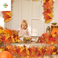 RADIV Red Autumn Maple Leaves, Creative 1.7m Artificial Maple Garland, Hanging Vine Realistic Colorf