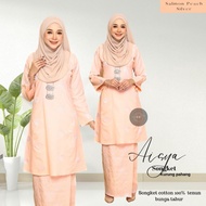 [SALMON PEACH SILVER EDITION] KURUNG PAHANG PESAK SONGKET COTTON TENUN CORAK BUNGA TABUR