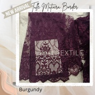 Pearl Curtain Fabric Material Burgundy Embroidery Tulle Fabric Embroidery tile Embroidery Pearl Edge