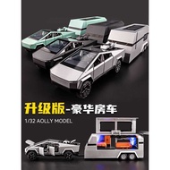 Children Toy Car Tesla Pickup Model Trailer Trailer Alloy Simulation Car Model Car Toy Boy