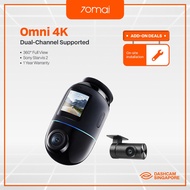 70mai Omni 4K (X800) [Global Edition] | New Release | 360° Rotating Front and Rear 4K Dashcam | 4G C