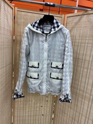 🧥CHANEL Reversible Hoodie Jacket with four pockets Size 38 香奈兒白色格子連帽外套 四口袋雙面外套 38碼