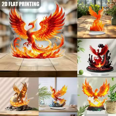 Flame Phoenix 2D Flat Acrylic Table Decoration ,Home,Office,Cafe,room,Studio,display Case, Ornament
