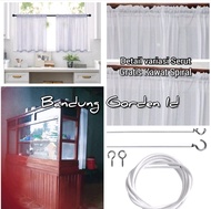 1 Set Gorden Etalase Warung makan Horden Vitrase Serut Gratis Kawat Spiral