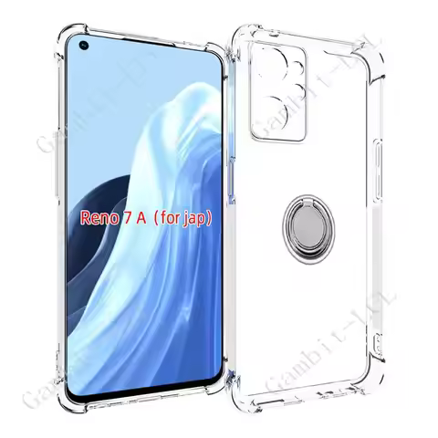 For OPPO Reno7 A Reno7A 6.4" 2022 Back Ring Holder Bracket Phone Cover TPU Soft Silicone Case On Ren
