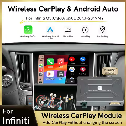 YolanAuto Wireless CarPlay Android Auto for Infiniti Q50 Q50L Q60 QX50 QX60 QX70 2013-2019 Support G