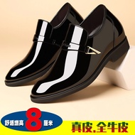 Mens Height Increasing Leather Shoes 10cm Genuine Leather Business Mens Shoes Elevator Shoes Slip-on