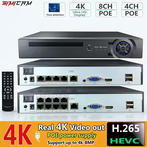 4K 10CH NVR 4/8Port POE For 8MP 5MP 4MP Onvif IP Camera Security System Audio Surveillance Video Rec