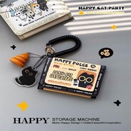 HAPPY Original Leather FBI Black Cat Wallet Wallet Small Bag Card Bag Small Wallet Document Bag Kore