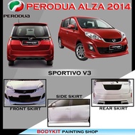 PERODUA ALZA 2014-2018 SPORTIVO V3 STYLE FULLSET SKIRTING(FRONT SKIRT ,SIDE SKIRT, REAR SKIRT)-MATERIAL PU GETAH BODYKIT