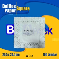 Doilies Paper SQUARE 8 X 8 inch - Cake Liner Paper contains 100 pcs