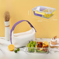 กล่องใส่อาหารแก้ว LocknLock สำหรับอุ่นในไมโครเวฟ กล่องข้าวกลางวันแบบปิดผนึกสำหรับผู้ใหญ่ รูปทรงสี่เห