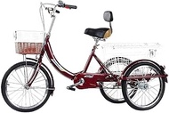 3 wheel bikes Adult Tricycles 20 Inches Single Speed Adult Trike Bike Pedal with Shopping Basket for Seniors Women Men Recreation Picnics Exercise Wine Red Cycling Pedalling