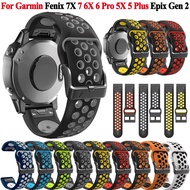 22mm/26mm Silicone Quick Release Strap For Garmin Fenix Tactix7pro 7 7X 6X 6 Pro 5X 5 Plus Epix Gen 2 Smartwatch Band Bracelet Wristband Belt