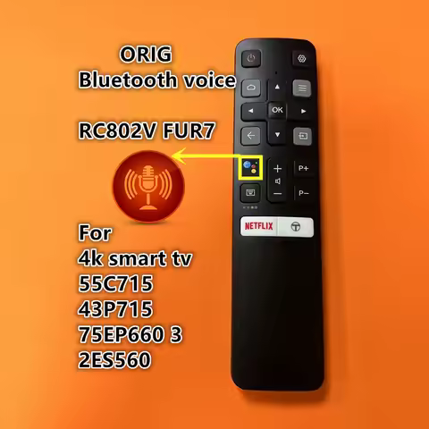 RC802V FUR7 ORIG Remote Control Suitalbe For TCL Voice 4k Smart Tv 55C715 43P715 75EP660 32ES560