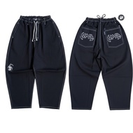 NOTBADCLUB - BAGGYPANTS - UNISEX EMBROIDERED BLACK BAGGY BALLON JEANS Seluar Baggy Lelaki Seluar Bag