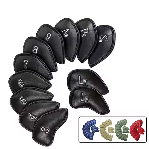 Waterproof PU Leather Golf Club Head Covers for Irons 3-9,Aw,Pw,Sw,Lw,Lw (12-Piece Set),Protective G