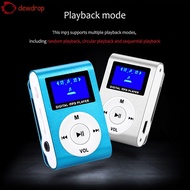 DEWDROP​ Mini MP3 Player Fashion Clip Support 32GB TF Card LCD Screen Sport Music Player