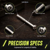 NARCISSUS1Y7KJ 50PCS Bass Guitar Pickup Screws, Steel with Plating Silver Humbucker Pickup Mounting 