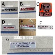 Emblem Aluminium plate engine honda ivtec turbo vtec turbo civic 2.4 dohc civic fc fe fd ek eg es ja