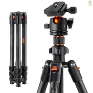 K&amp;F CONCEPT Portable Camera Tripod Stand Carbon Fiber 162cm/63.78 Max. Height 8kg/17.64lbs Load Capacity Low Angle Photography Travel Tripod with Carrying Bag f  [24NEW]