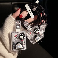 9 Black Cats Cable Wrapping Set Cartoon Charger Case USB Protector oppo 80w 67w vivo33w 44w Protects