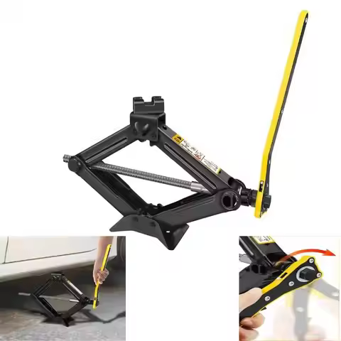 2 Ton Car Scissor Jack with Effort Saving Wrench, Carbon Steel, 10.5cm to 38.5cm Lifting Range, Comp