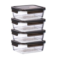Hecess Kotak Makan 4pcs – Bekas Makanan Kaca Kedap Udara 1040ML*4unit Hecess 4pcs Lunch Box – Airtig