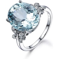 Fashion Jewelry 18KT White Gold Natural Oval Cut Aquamarine Butterfly Zircon Ring Women Jewelry (7) 