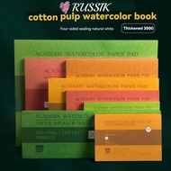 RUSSIK Watercolor Paper Block, 300g 20 Sheets Watercolor Sketchbook, Art Paper 100% Cotton 32K 16K 8