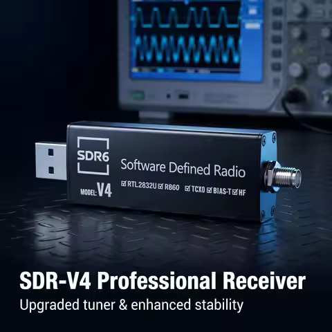 HTOOL RTL-SDR6 V4 Software-Defined Radio Receiver 500kHz-1766MHz Kit With Antenna SDR Receiver RTL28
