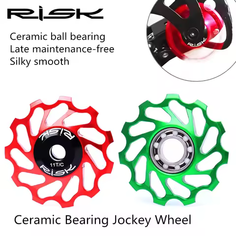 RISK 11T Rear Derailleur Ceramic Bearing Guide Wheel Aluminum Alloy Bike Jockey Wheel Mountain Road 