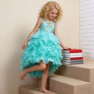 Supply Children's Performance Dress Skirt Middle Big Children Trailing Princess Dress Cake Fluffy Pe