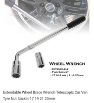 Heavy Duty L Shape Socket Wrench 2 Socket Tyre Opener Extendable Wheel Brace Wrench Wheel Wrench Telescopic Car Van Tyre Nut Socket 17 &amp;19mm  21 &amp; 23mm