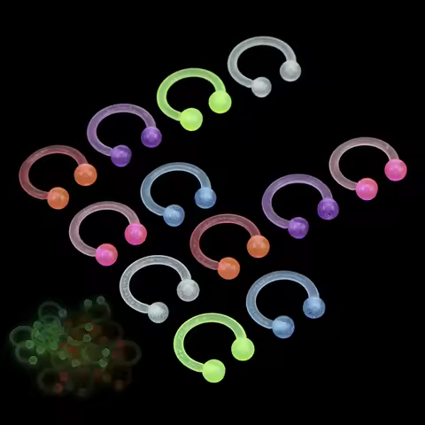 10PCS/20PCS Luminous Acrylic Body Piercing Jeweller Horseshoe Septum Piercing Nose Lip Ring Ear Smil