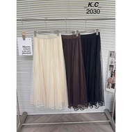 Maxxi flared mesh skirt, long elastic waist skirt CV2030 - C2TH - NhiNhi Shop