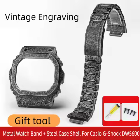 Metal Watch Band + Steel Case Shell For Casio G-Shock DW5600 DW-5610 Bezel Frame GW-M5610 GWM5600 DW