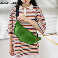 MXFASHIONE Soybean Shoulder Bag, Zipper Closure Green Edamame Shape Bag, Funny Creative Soft Texture