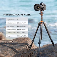 K&F Concept 2m Overhead Aluminum DSLR Compact Portable Vlog Tripod Monopod 22lbs/10kg Load K234A7+BH