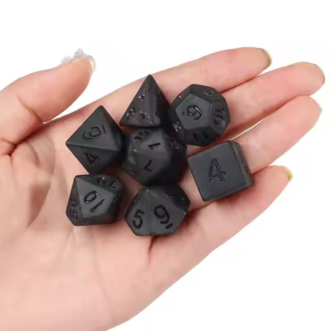7Pcs/Set Polyhedral Black Dice Set Game Dice For TRPG DND Accessories Polyhedral Dice For Card Games